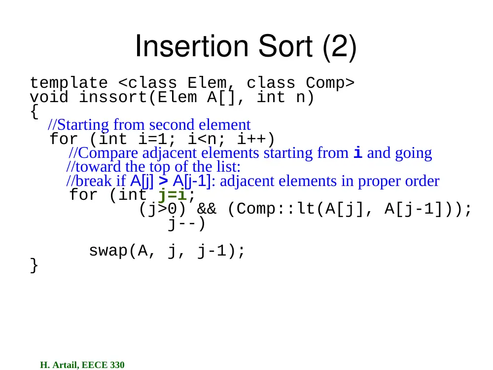 EECE 330 Chapter 2 Sorting, Summer 2014, page 3