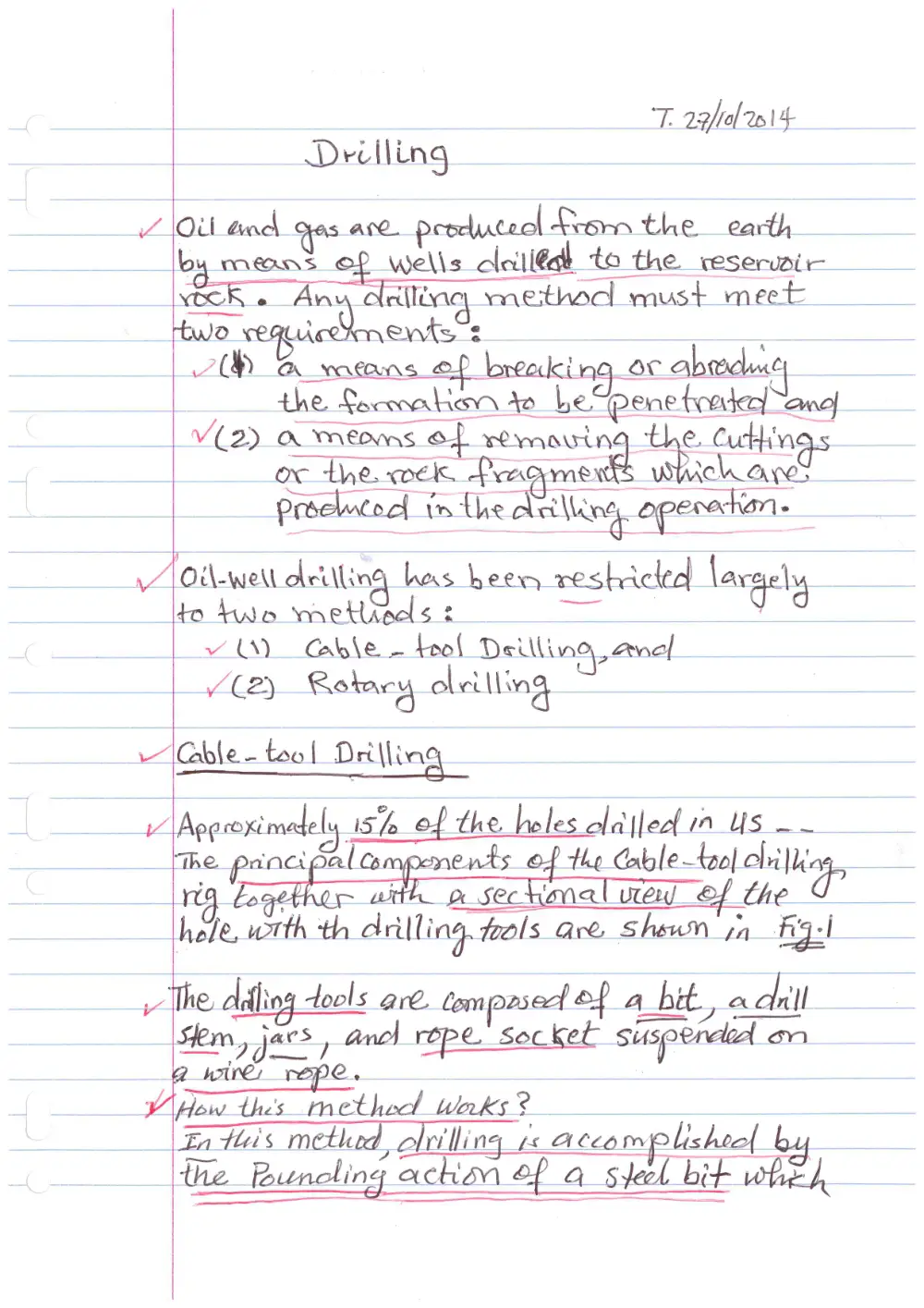 CHEN 490 Notes Drilling Notes(Final), Fall 2014, page 1