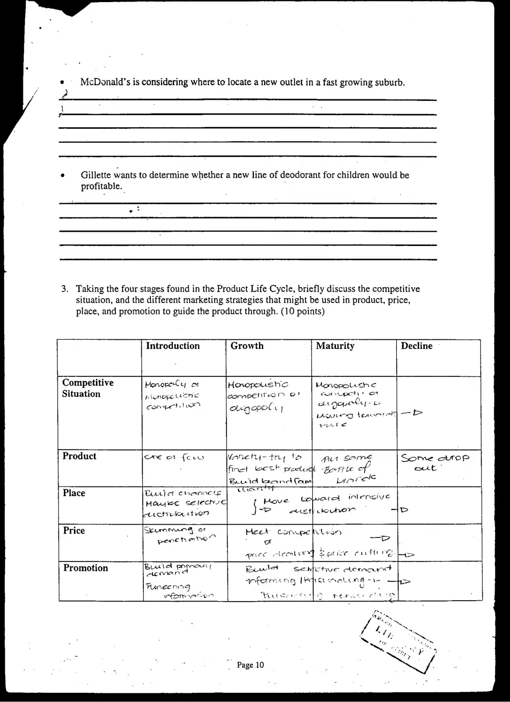 MKTG 210 Final, Fall 2001, page 10