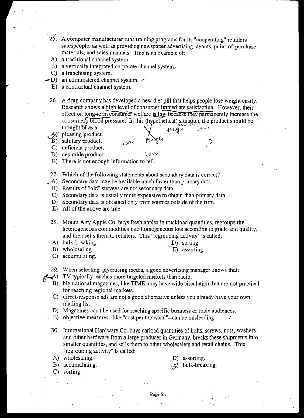 MKTG 210 Final, Fall 2001, page 5
