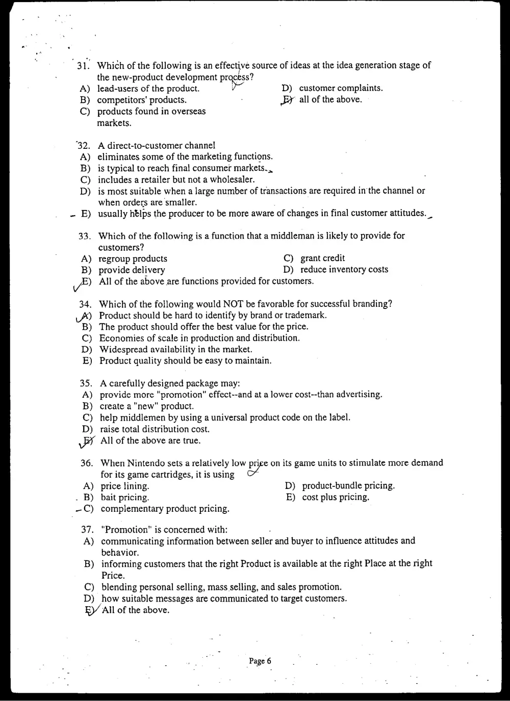 MKTG 210 Final, Fall 2001, page 6