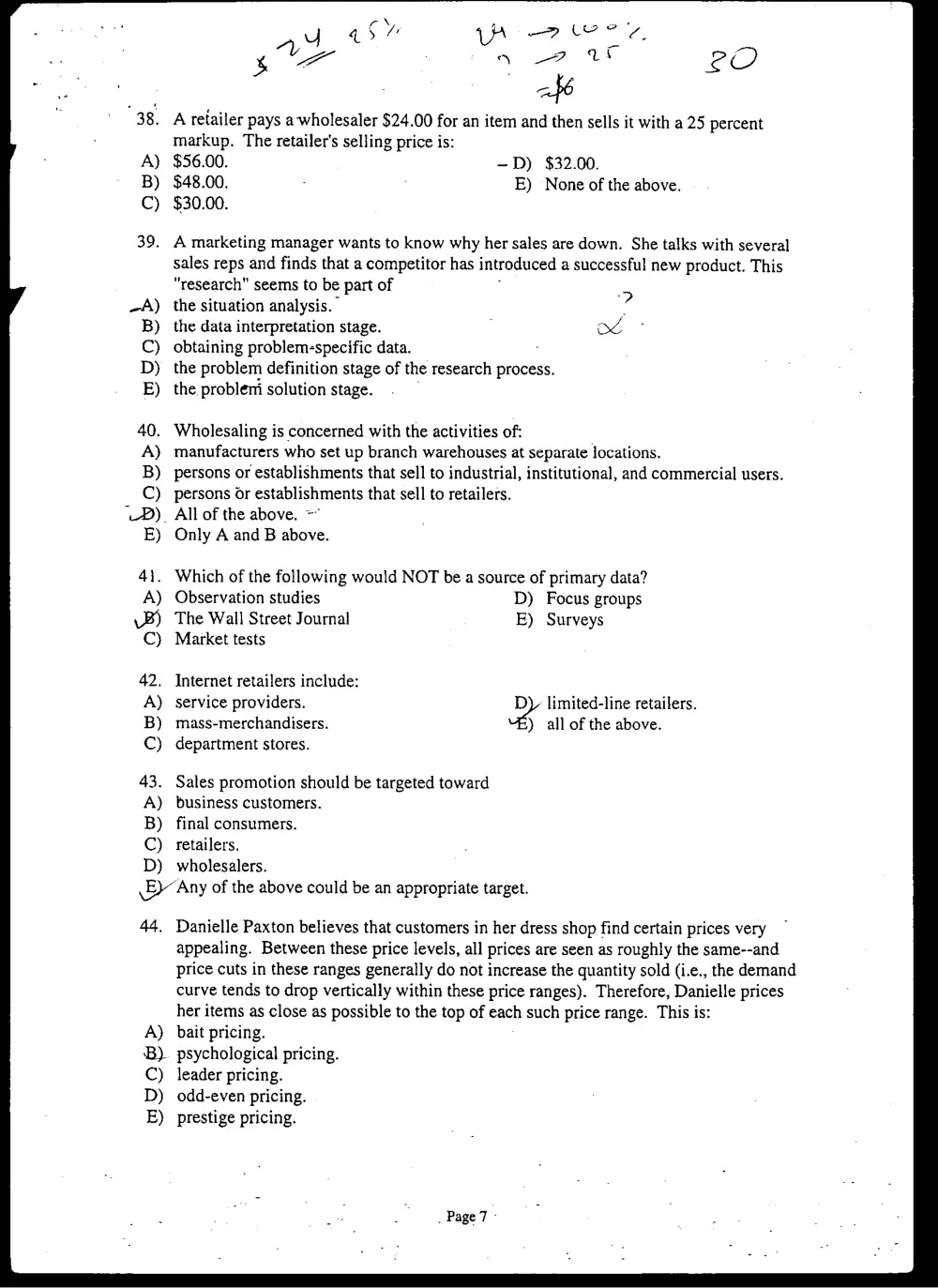 MKTG 210 Final, Fall 2001, page 7