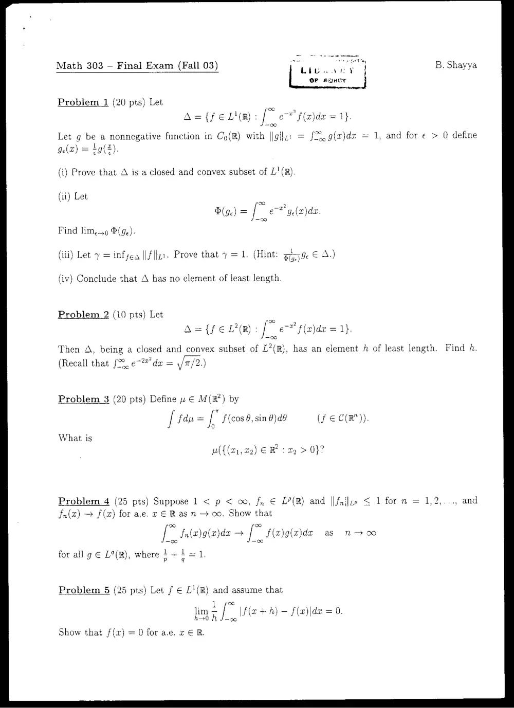 MATH 303 Final, Fall 2002, page 1