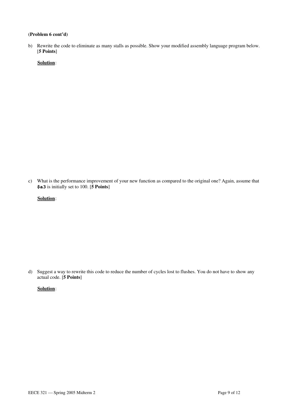 EECE 321 Midterm, Spring 2005, page 9