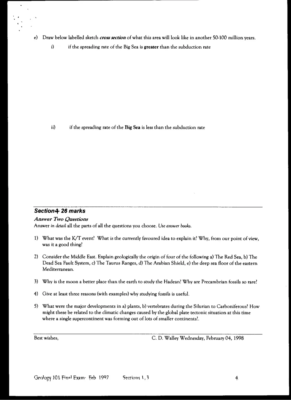 GEOL 101 Final, Fall 1997, page 4