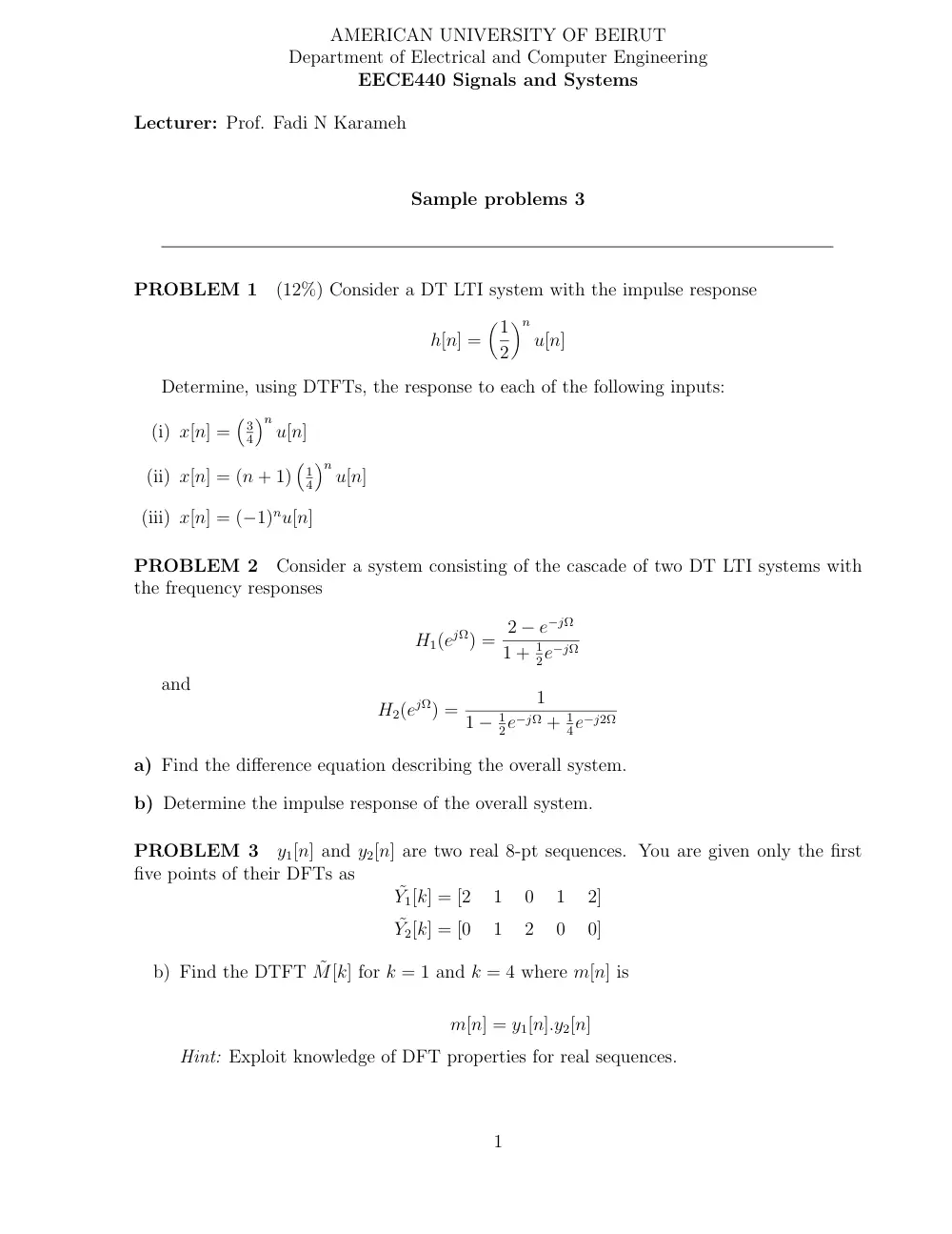 EECE 340 Exam, Fall 2007, page 1