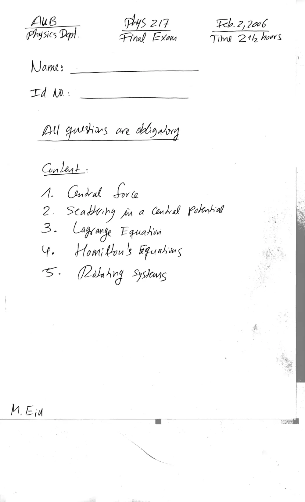 PHYS 217 Final, Fall 2005, page 1
