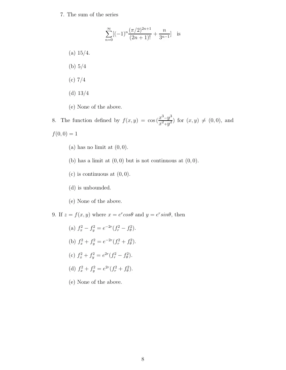 MATH 201 Exam, Spring 2008, page 8
