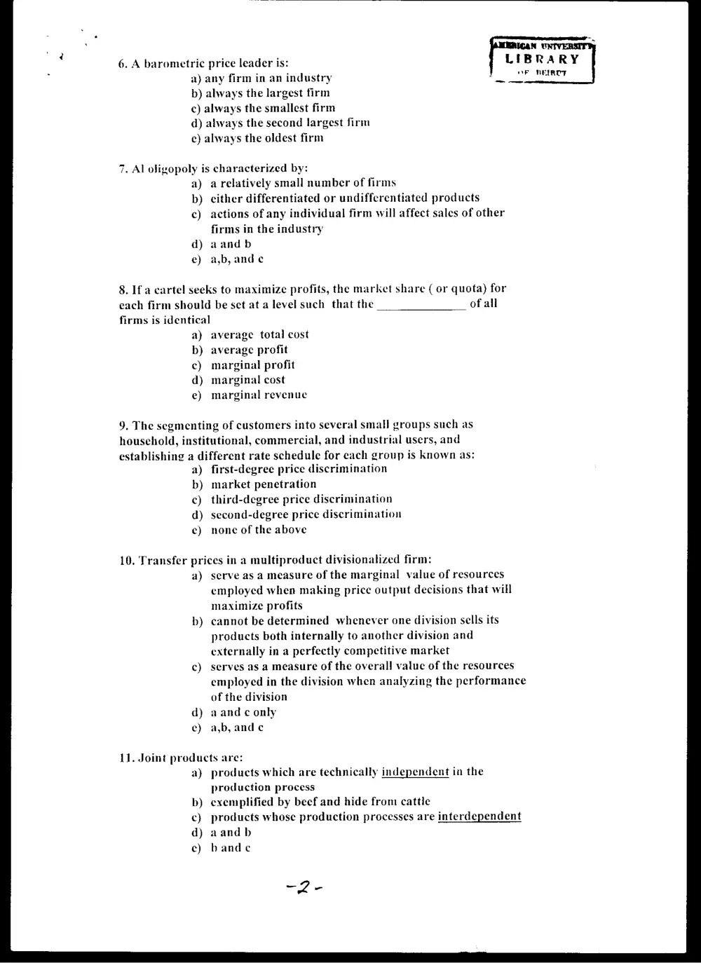 BUSS 235 Final, Fall 2003, page 2