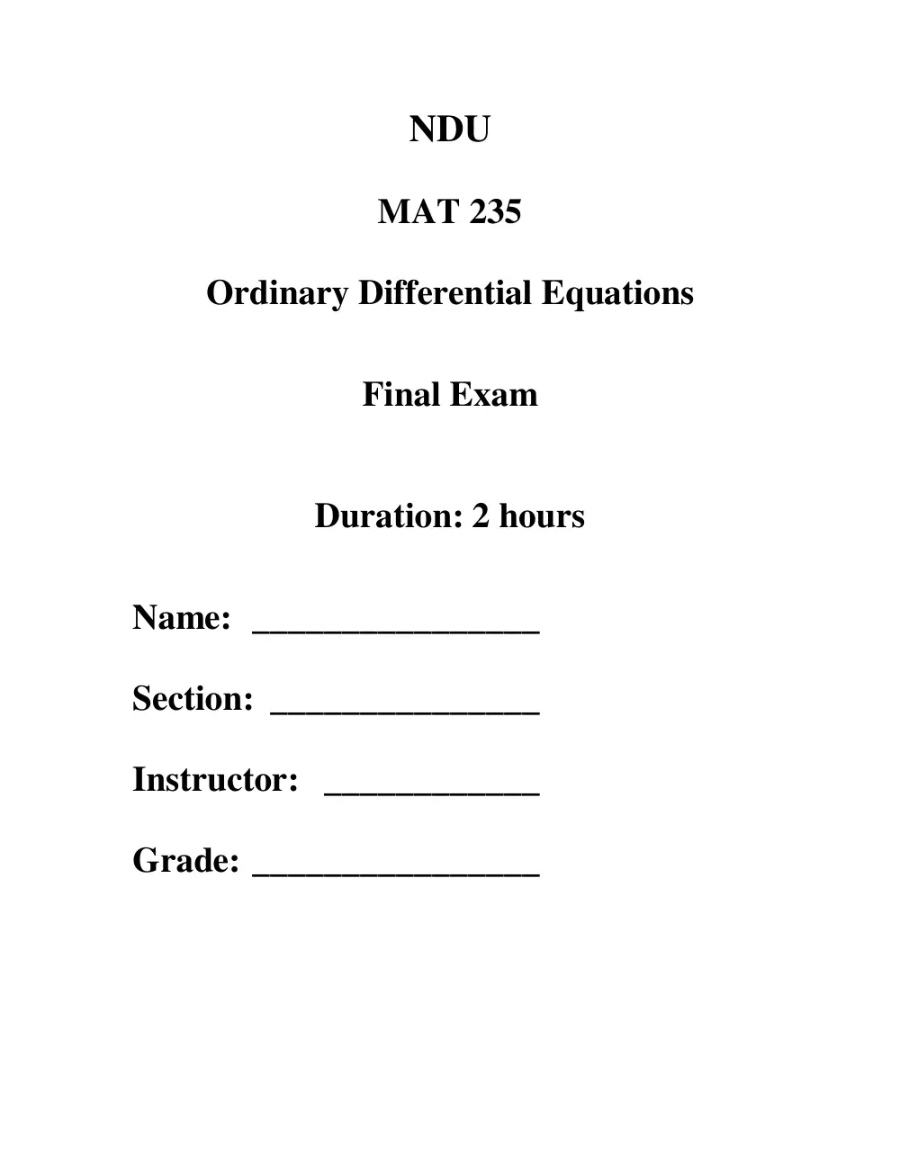 MAT 235 Final, Spring 2005, page 1