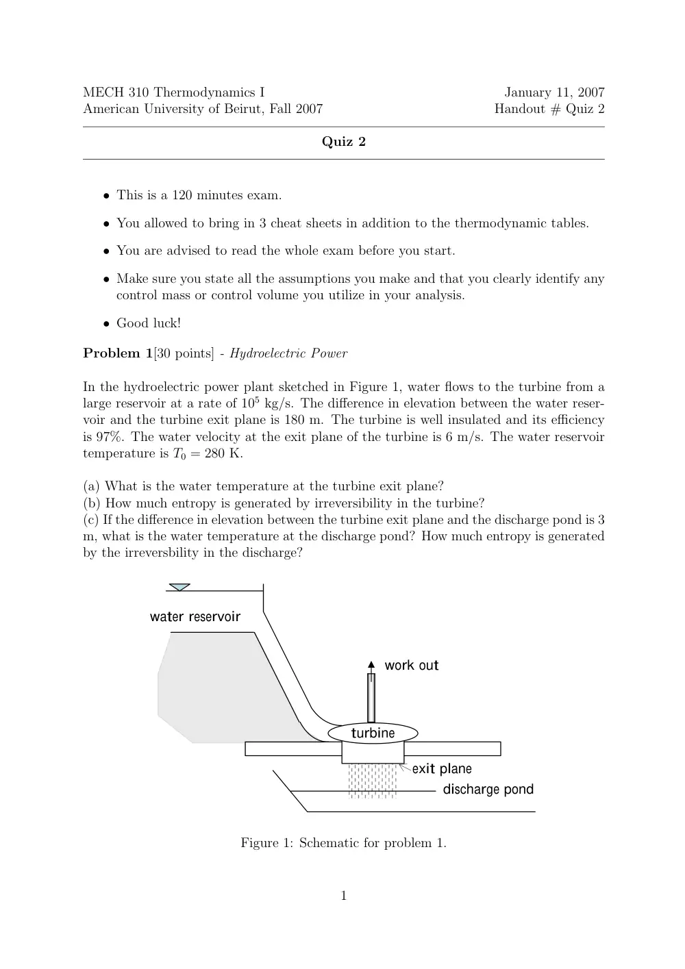 MECH 310 Exam 2, Fall 2009, page 1