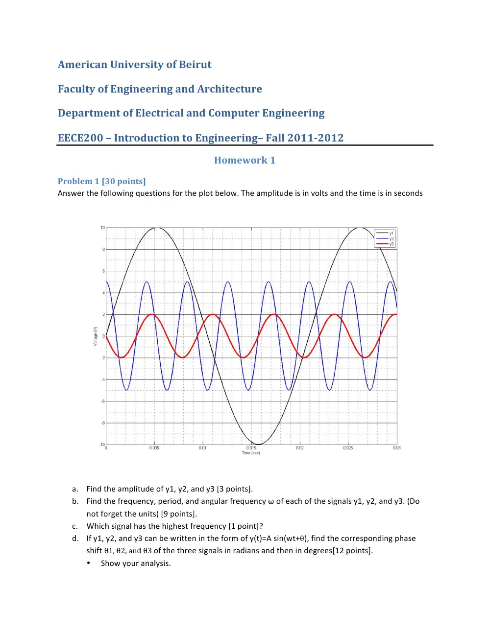 EECE 200 Homework 1, Fall 2011, page 1