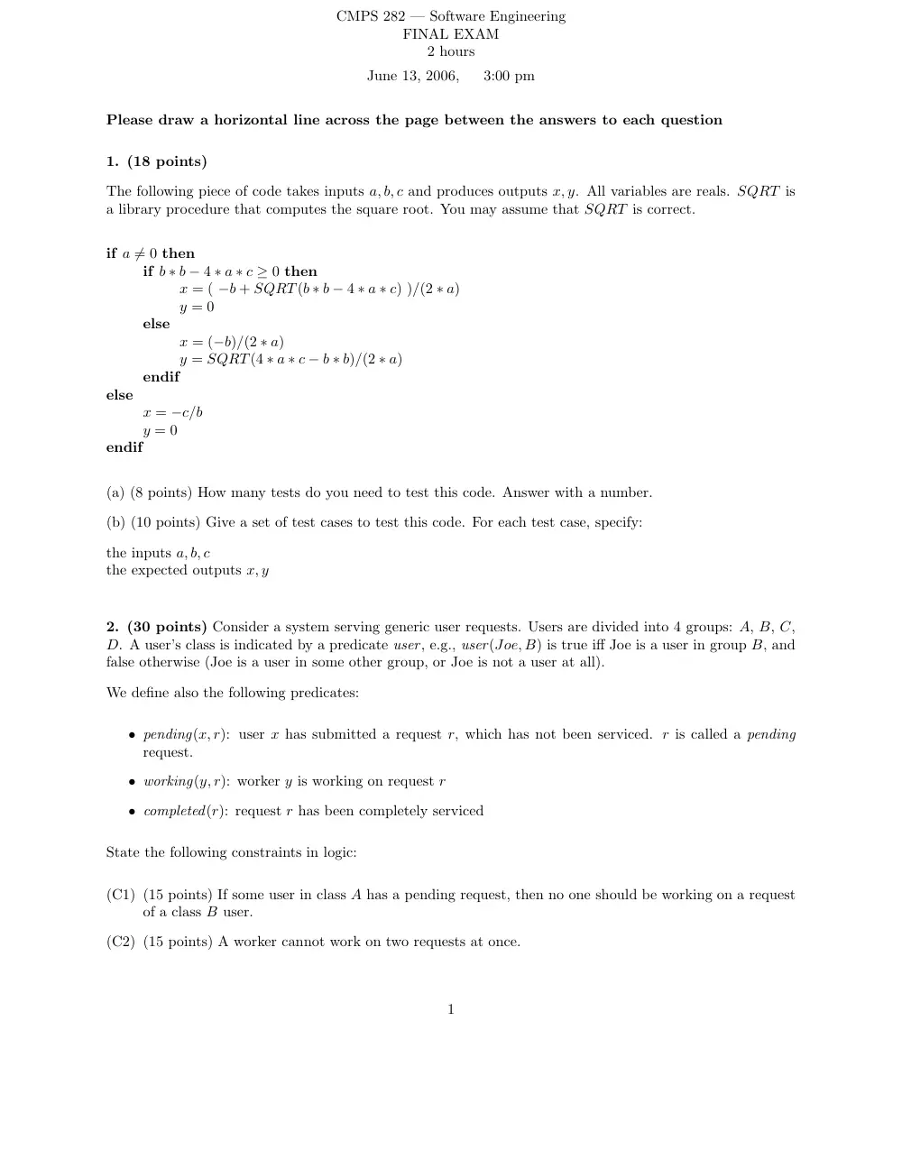 CMPS 282 Final, Spring 2006, page 1