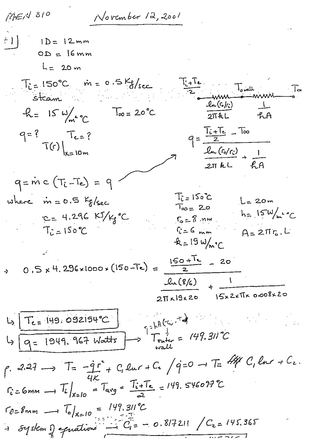 MEN 310 Exam 1 with Solution, Fall 2001, page 2