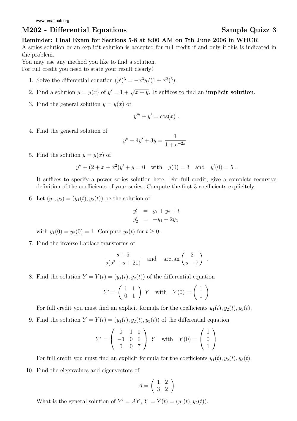 MATH 202 Final, Spring 2008, page 1