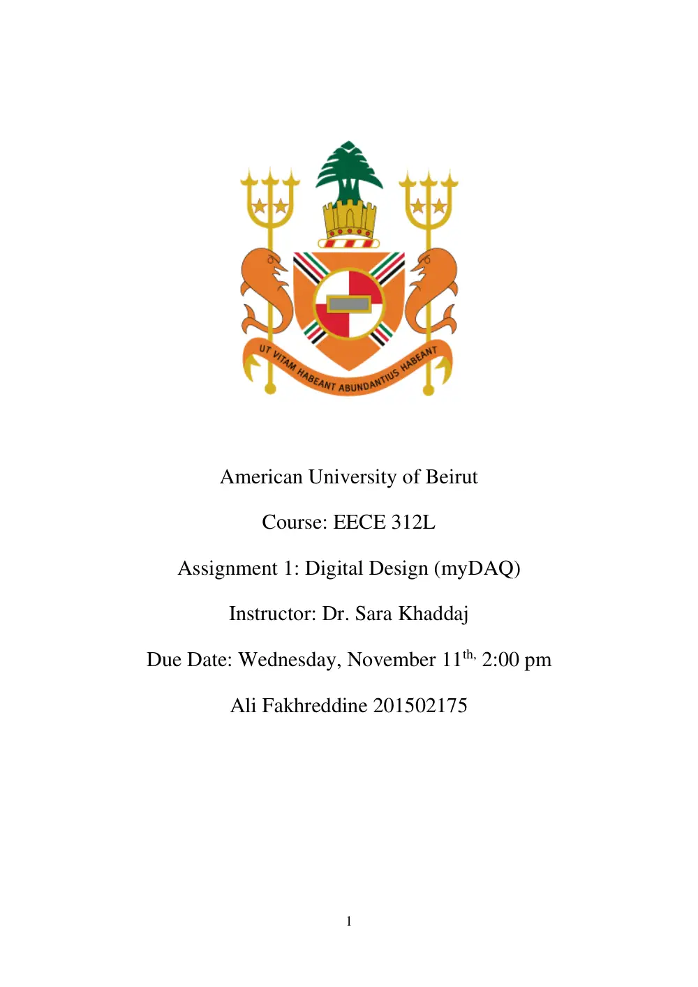 EECE 312L Lab Assignment 1, Fall 2015, page 1