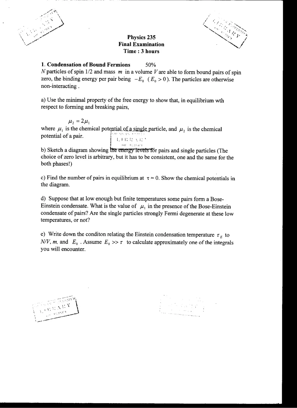 PHYS 235 Final, Spring 2008, page 1