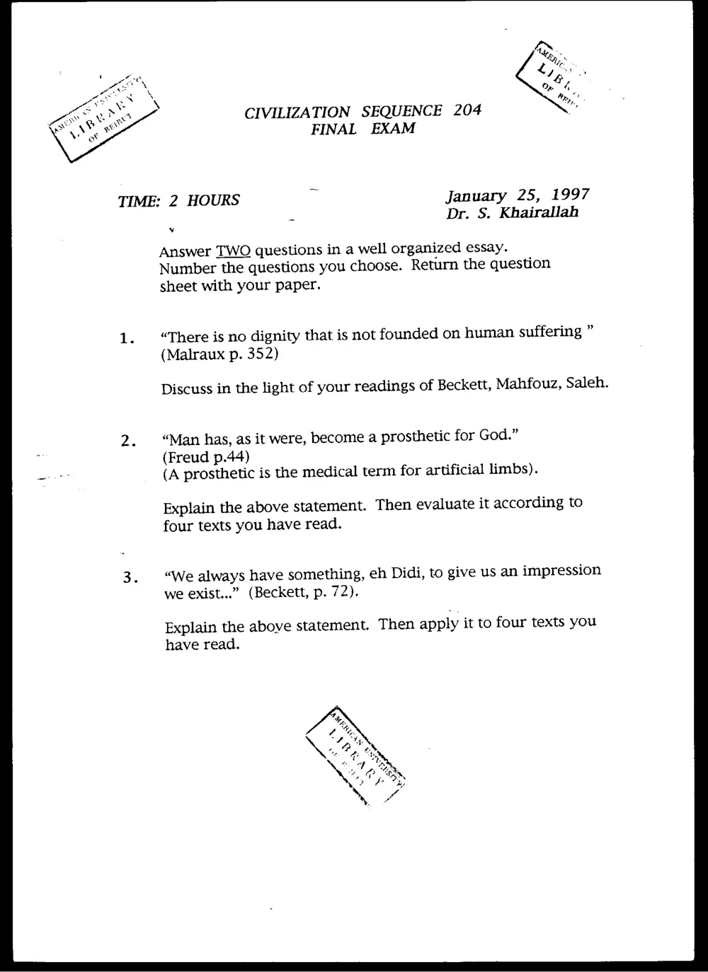 CVSP 204 Final, Fall 1997, page 1