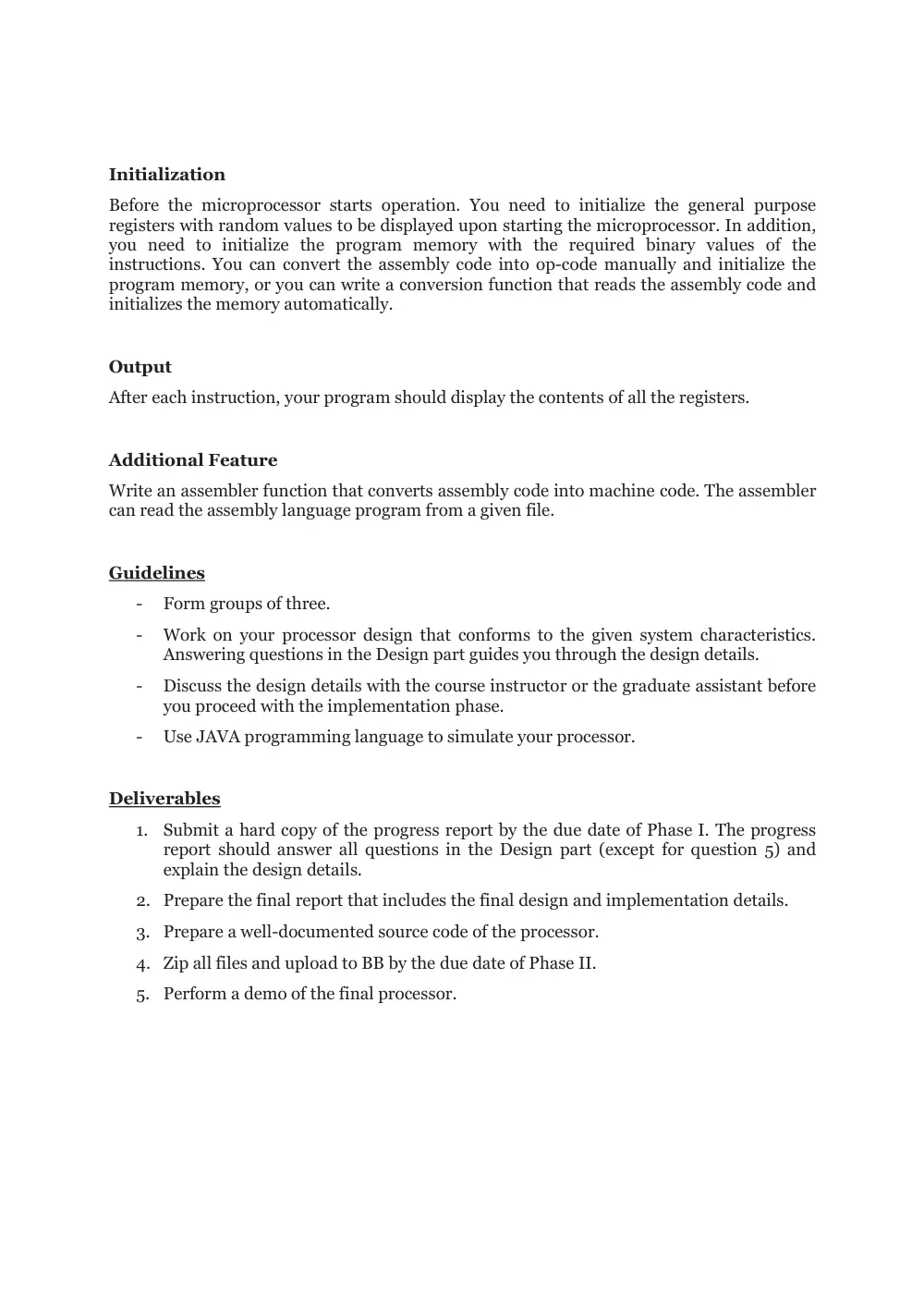 CSC 320 Project RISC Processor, Fall 2013, page 3