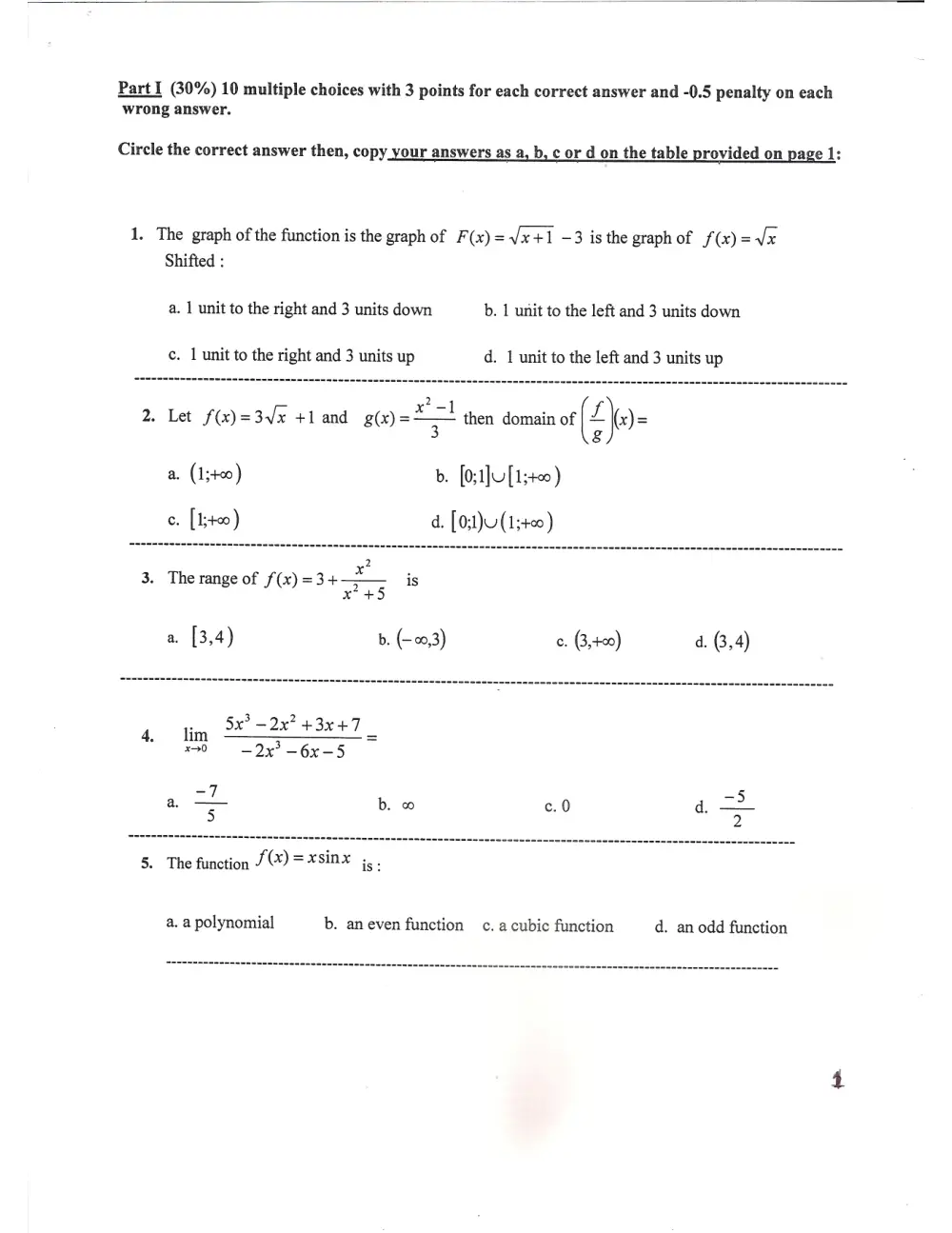MATH 101 Exam 1, Spring 2012, page 2