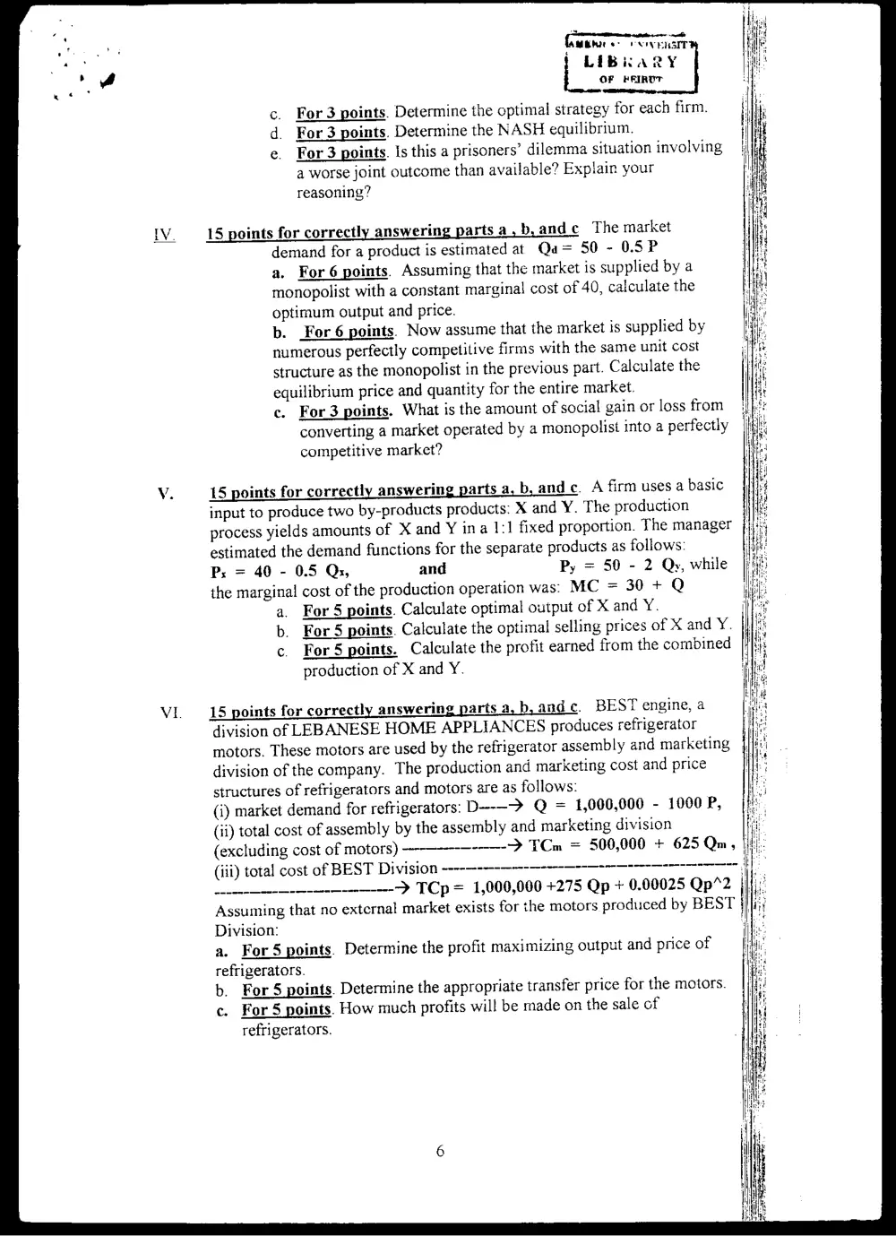 BUSS 230 Final, Fall 2004, page 6