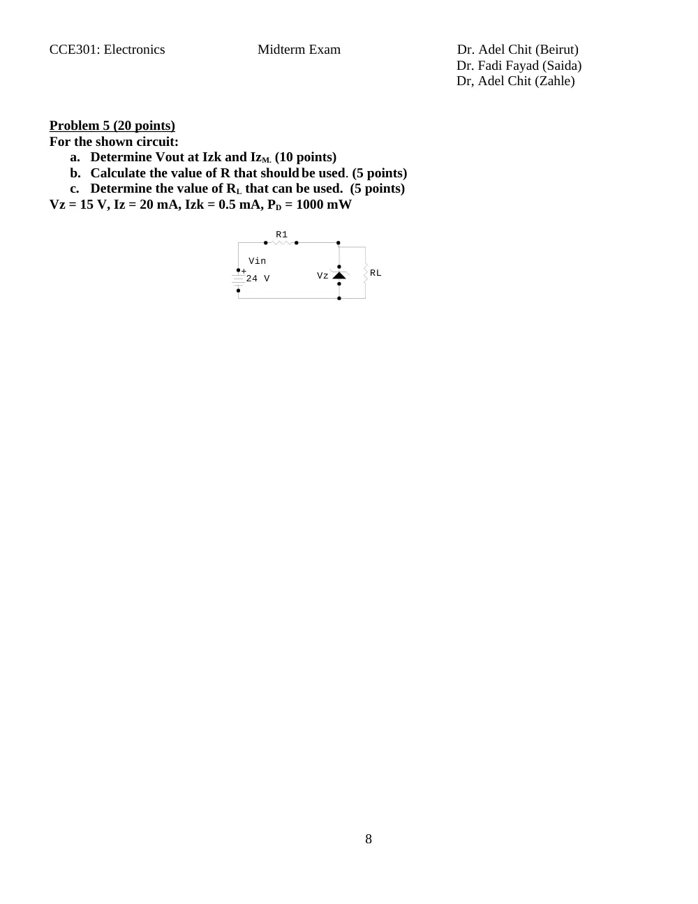 CCE 301 Midterm, Fall 2011, page 8