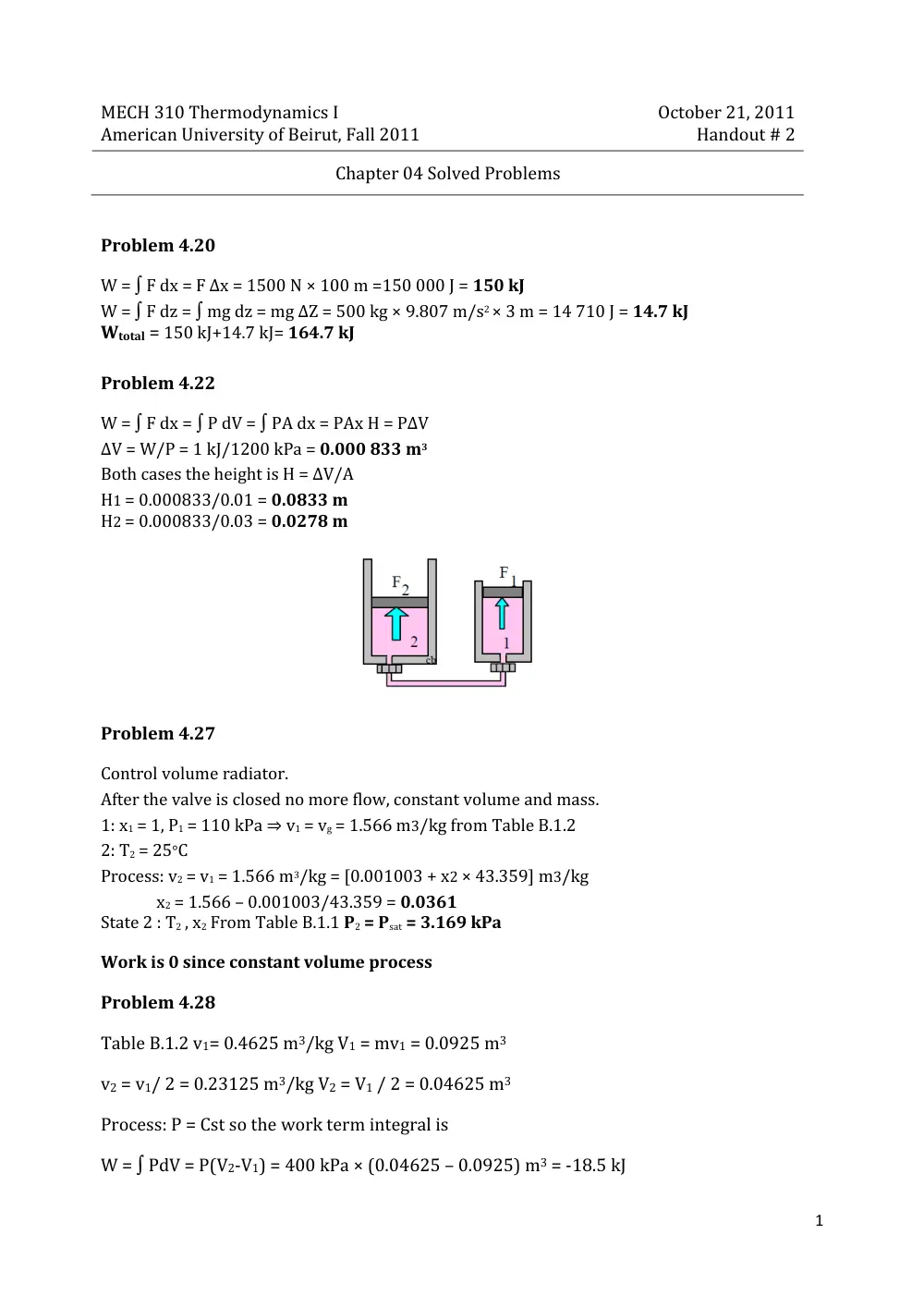 MECH 310 Problems Chapter 4 Solutions, Fall 2011, page 1