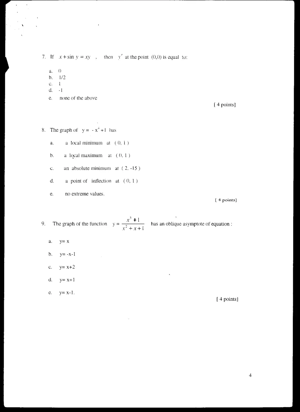 MATH 101 Final, Fall 2000, page 4