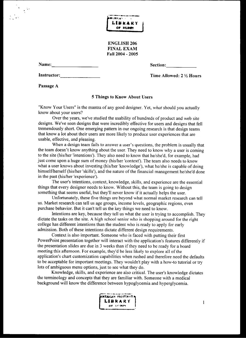 ENG 206 Final, Fall 2004, page 1