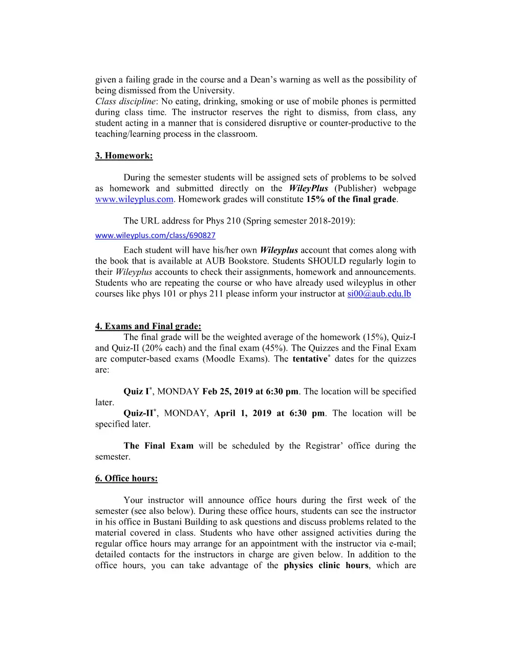 PHYS 210 Syllabus, Spring 2019, page 3