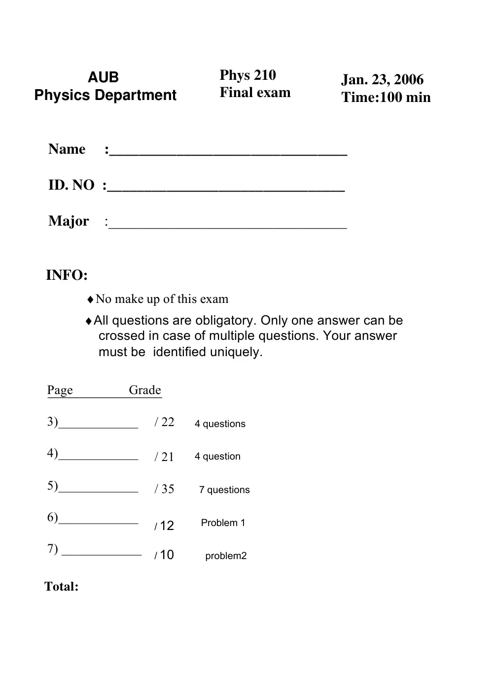 PHYS 210 Final, Fall 2005, page 1