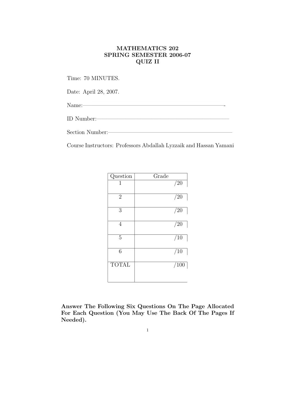 MATH 202 Exam 2, Spring 2002, page 1