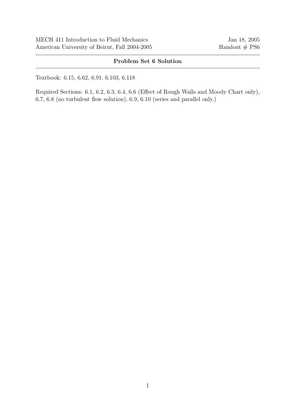MECH 314 Problems 8, Spring 2014, page 1