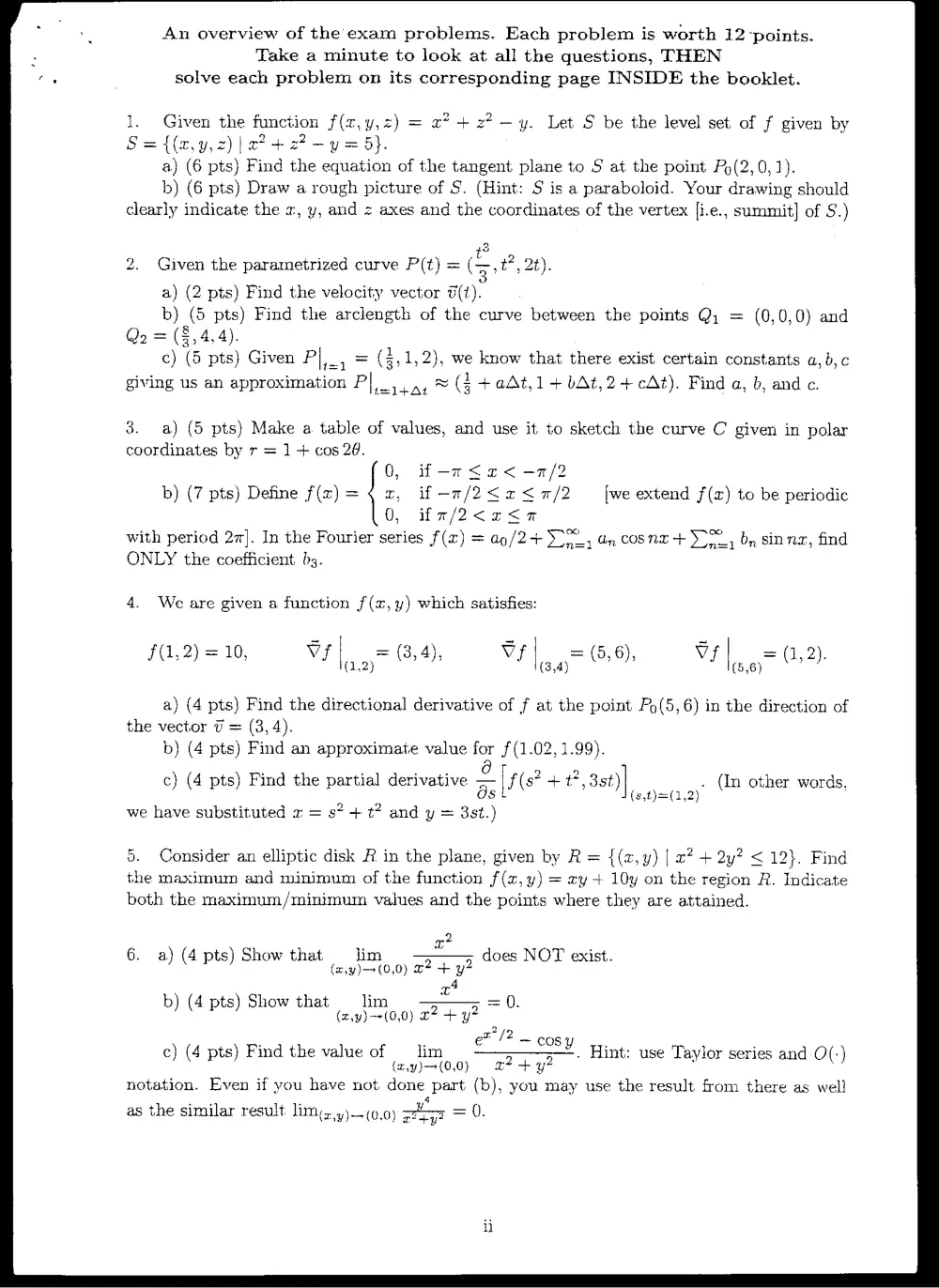 MATH 201 Exam 2, Fall 2005, page 2