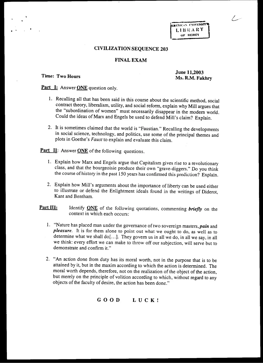 CVSP 203 Final, Spring 2003, page 1