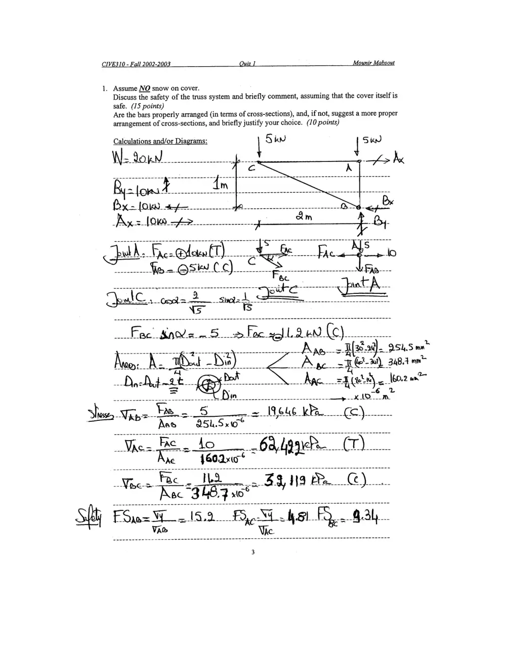 CIVE 310 Exam 1 with Solution, Fall 2002, page 3