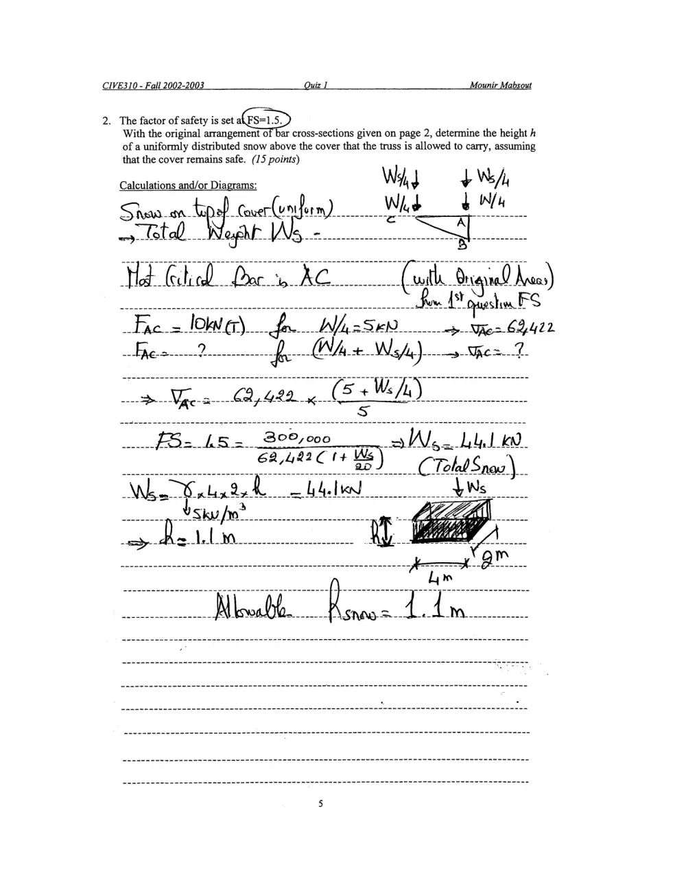 CIVE 310 Exam 1 with Solution, Fall 2002, page 5