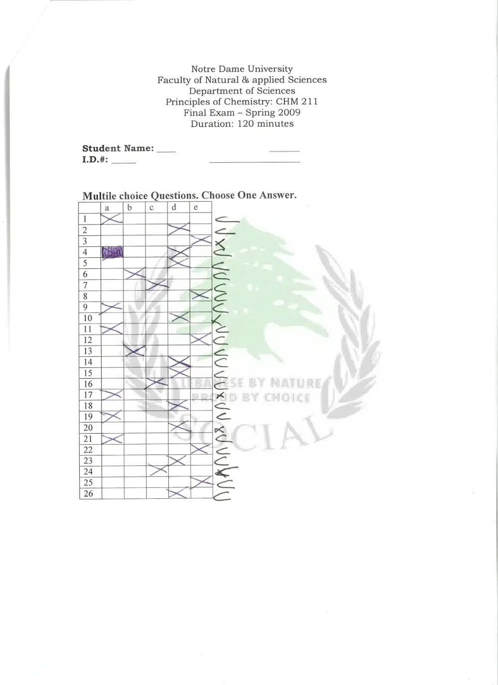 CHM 211 Final, Spring 2010, page 8