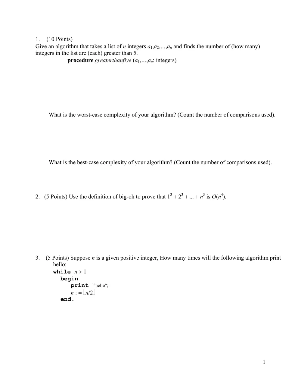 CMPS 211 Exam 2 Sample, Fall 2010, page 1