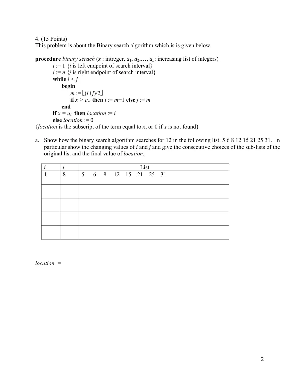 CMPS 211 Exam 2 Sample, Fall 2010, page 2