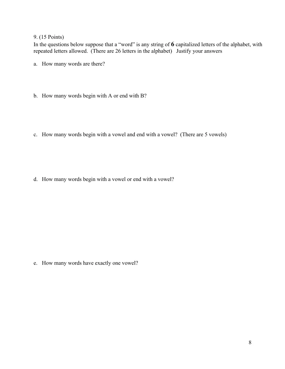 CMPS 211 Exam 2 Sample, Fall 2010, page 8