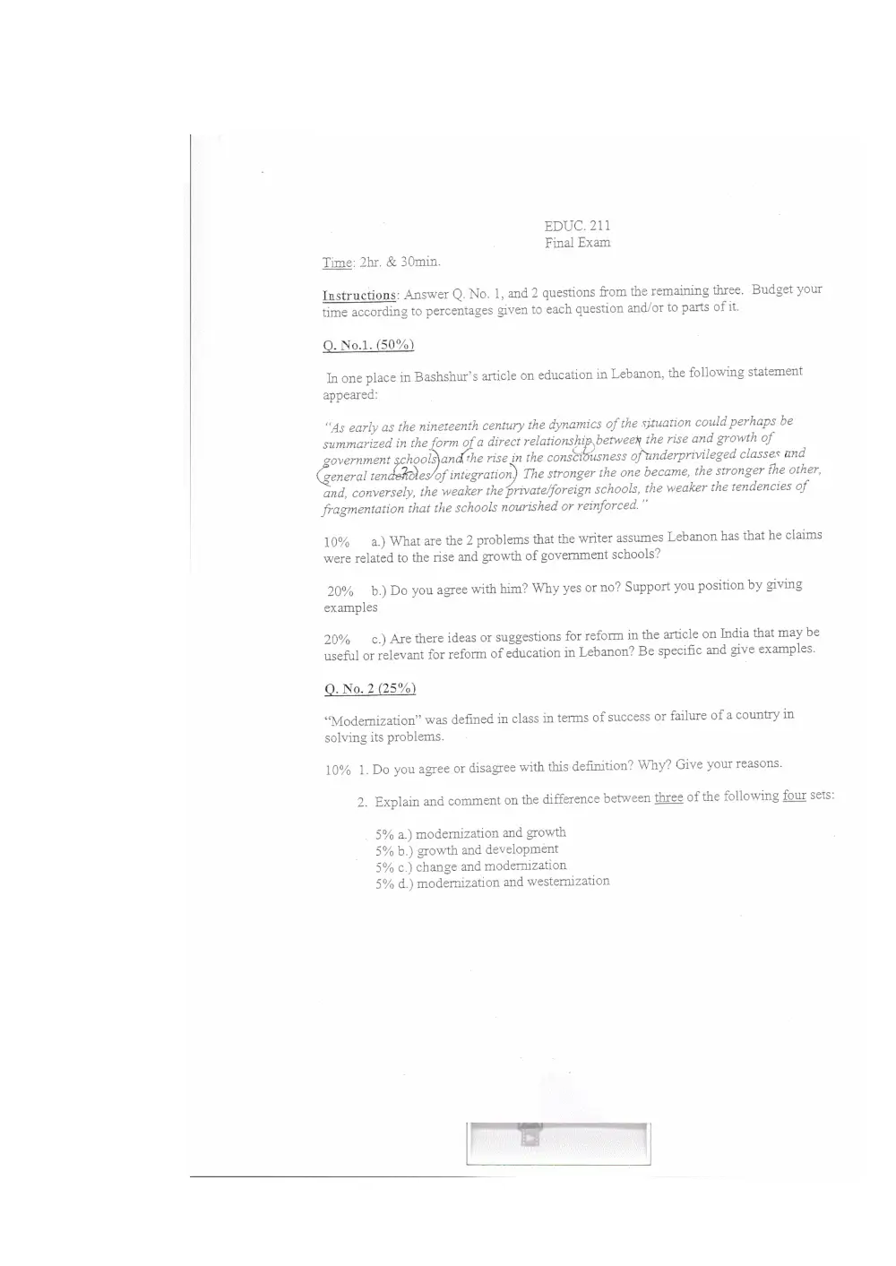 EDUC 211 Final, Fall 2005, page 1