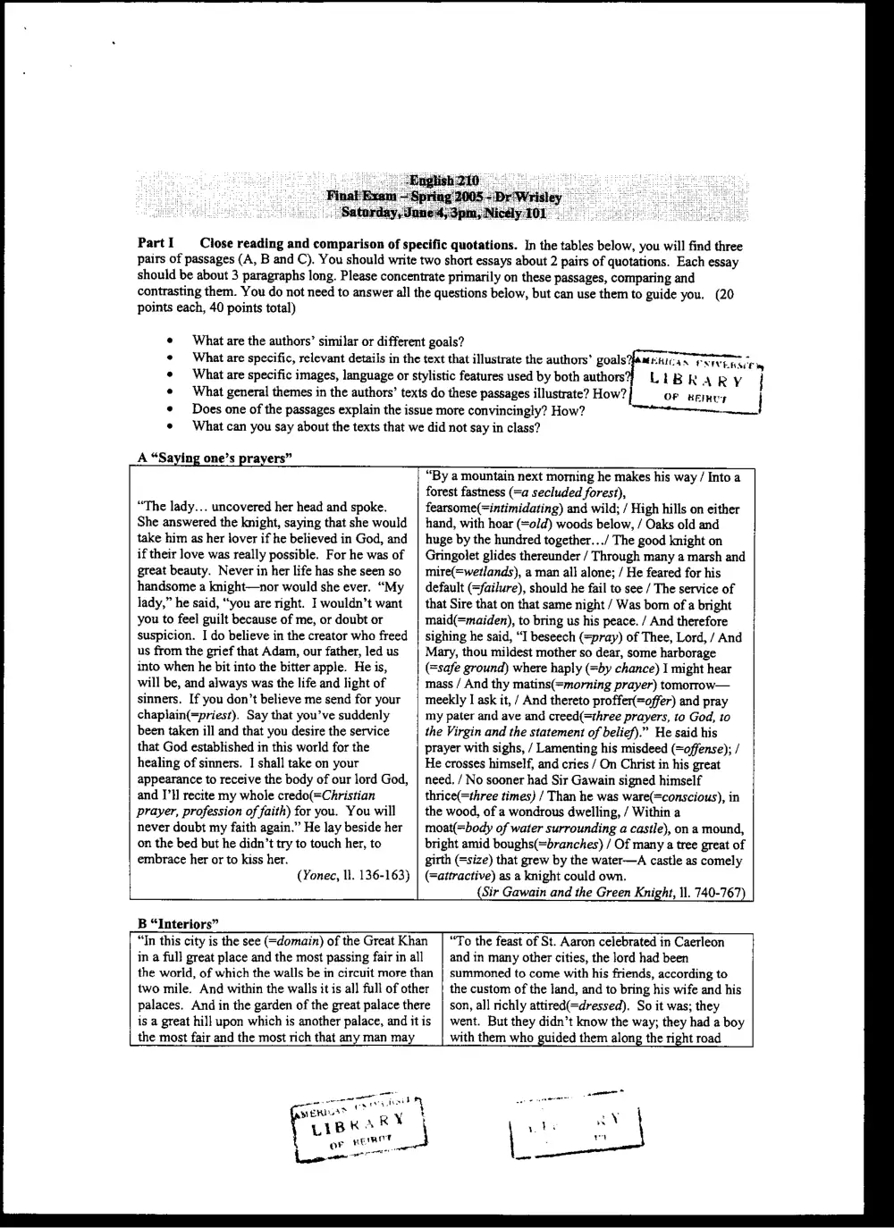 ENG 210 Final, Spring 2005, page 1