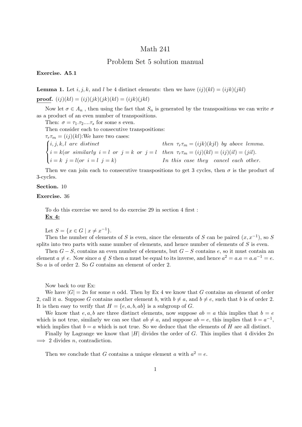 MATH 241 Homework 5, Fall 2011, page 1