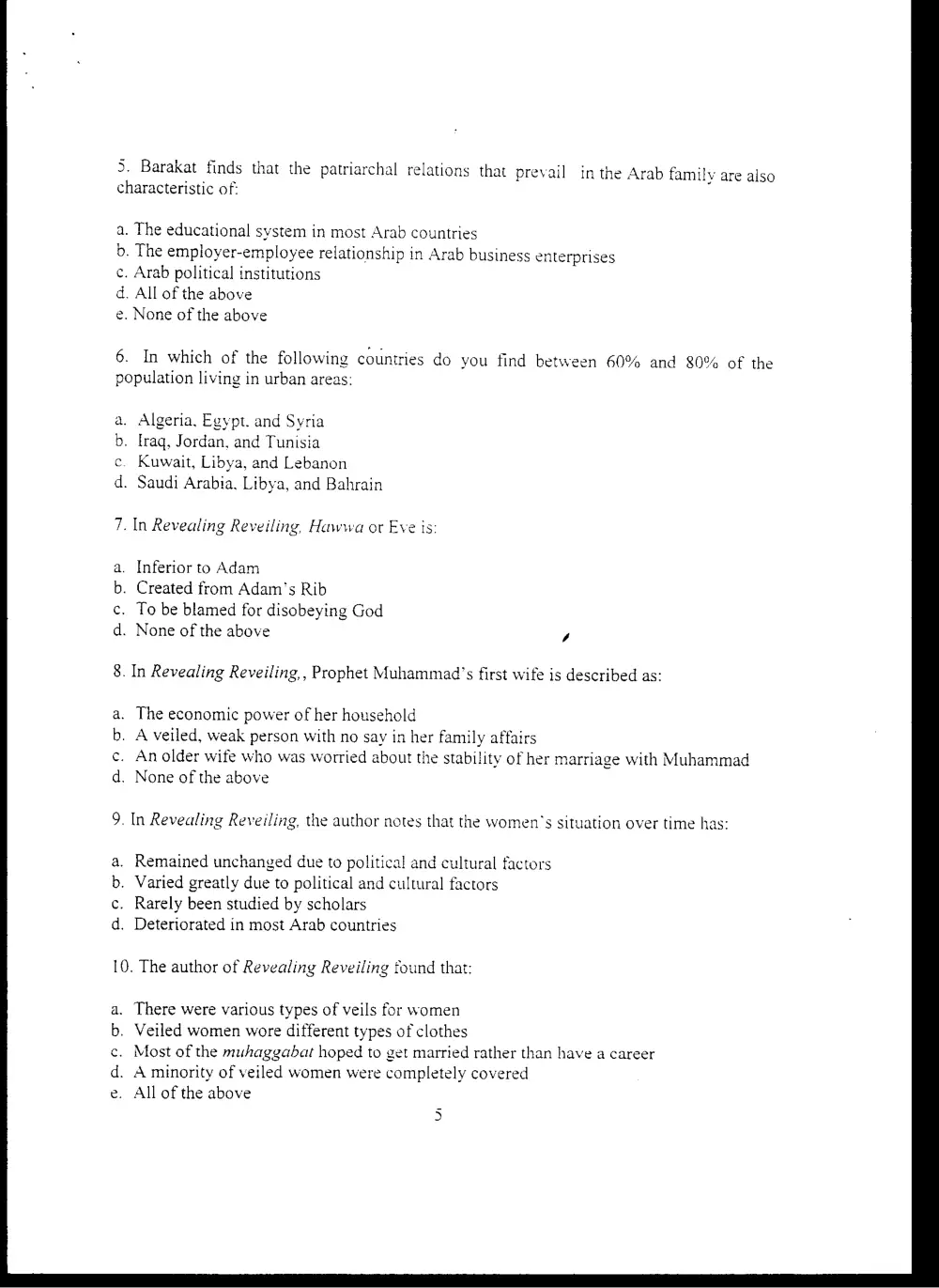SBHS 216 Final, Fall 1998, page 5