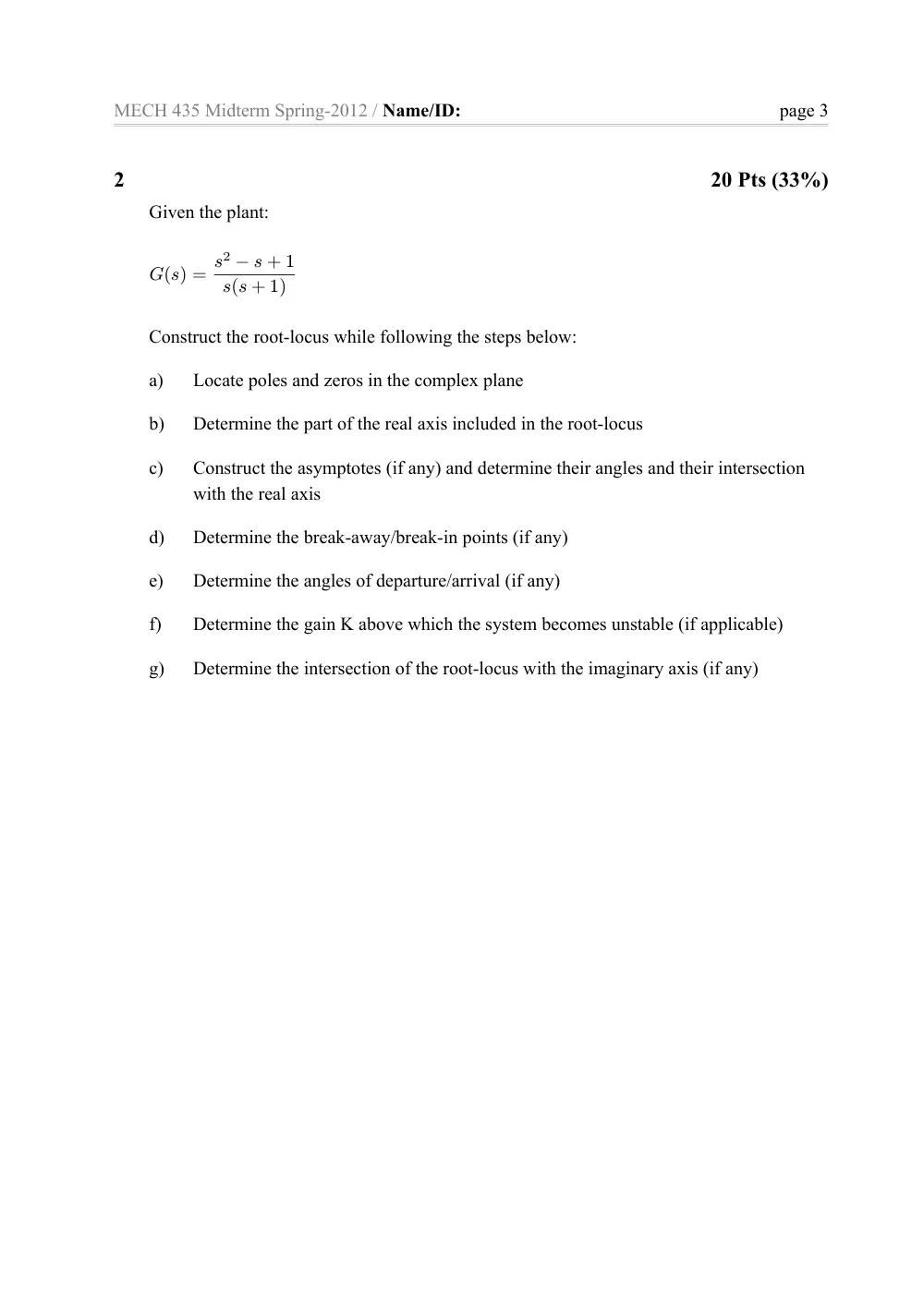 MECH 431 Midterm, Spring 2012, page 3