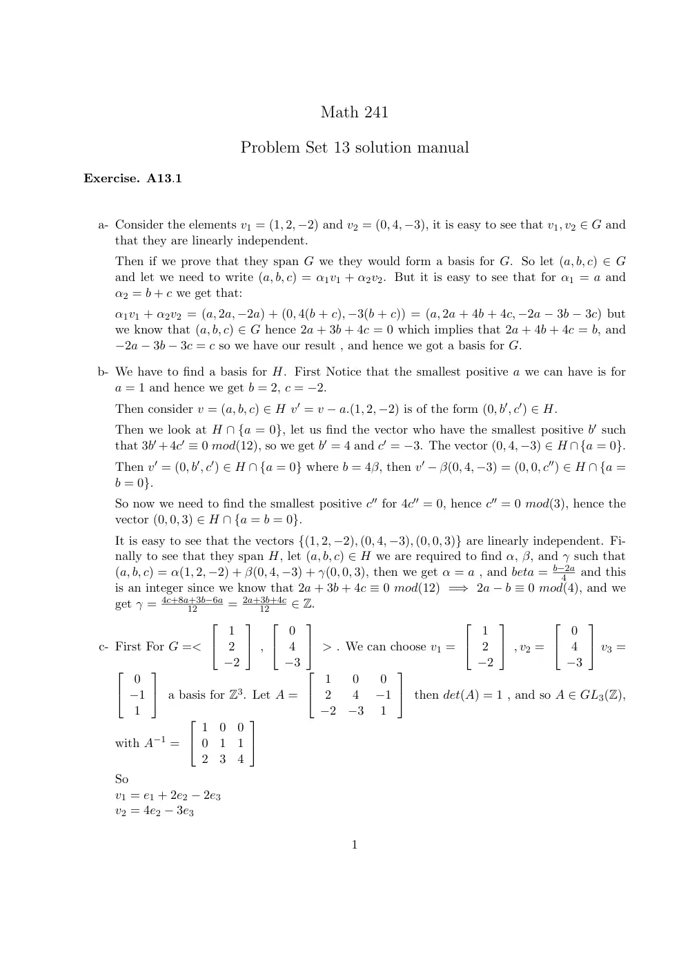 MATH 241 Homework 13, Fall 2011, page 1