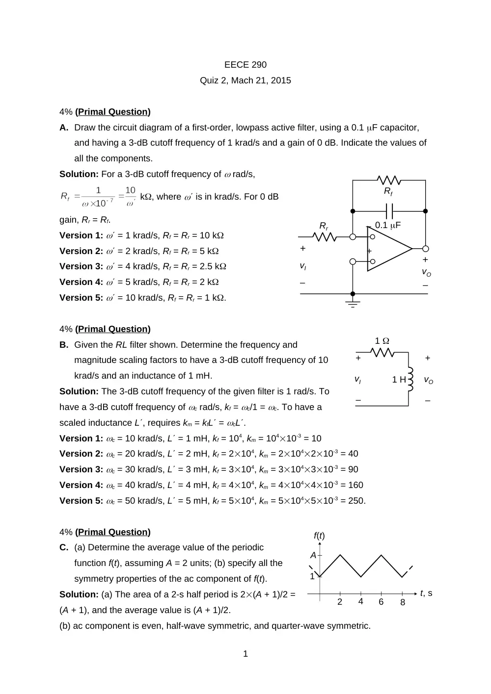EECE 290 Exam 2 with solution, Spring 2015, page 1