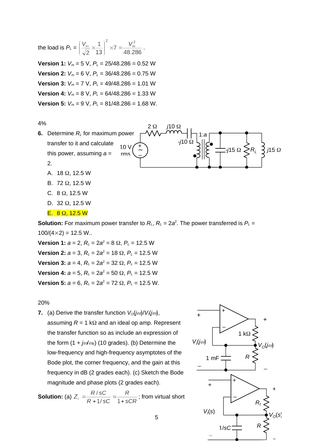 EECE 290 Exam 2 with solution, Spring 2015, page 5