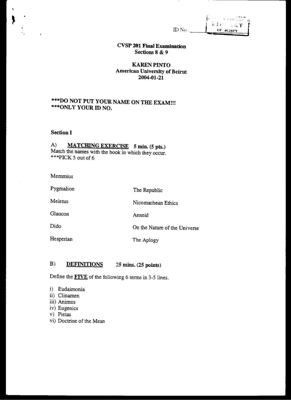 CVSP 201 Final, Fall 2003, page 1